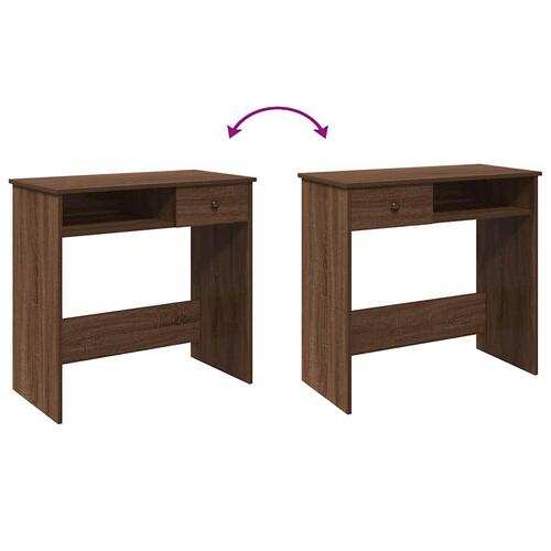 Skrivebord 80x40x75 cm konstrueret træ brun egetræsfarve
