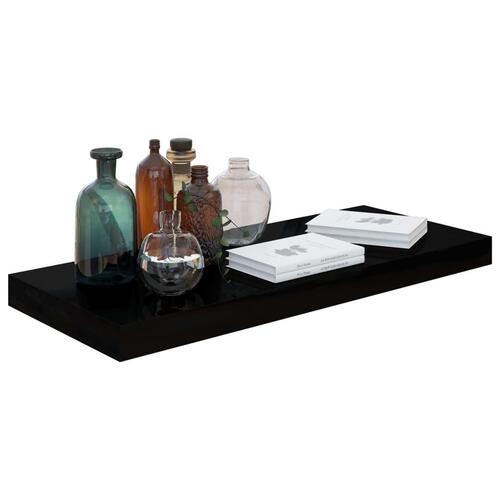 Væghylder 2 stk. 60x23,5x3,8 cm MDF sort højglans