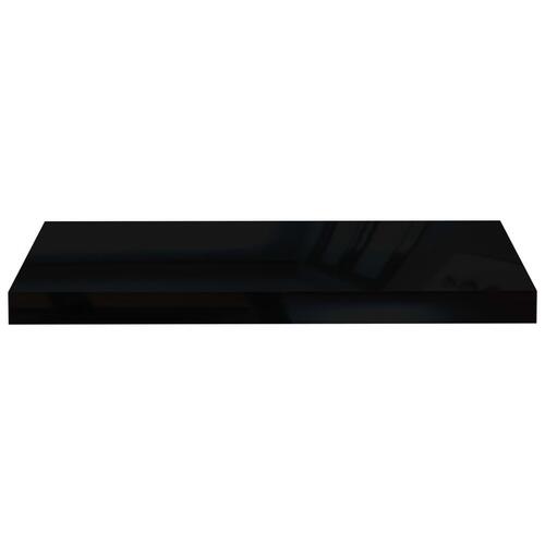 Væghylder 2 stk. 60x23,5x3,8 cm MDF sort højglans