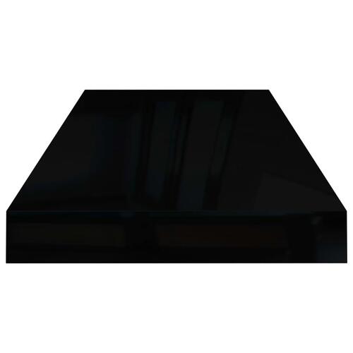 Væghylder 2 stk. 60x23,5x3,8 cm MDF sort højglans