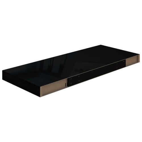 Væghylder 2 stk. 60x23,5x3,8 cm MDF sort højglans
