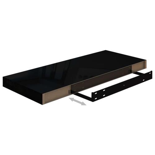 Væghylder 2 stk. 60x23,5x3,8 cm MDF sort højglans