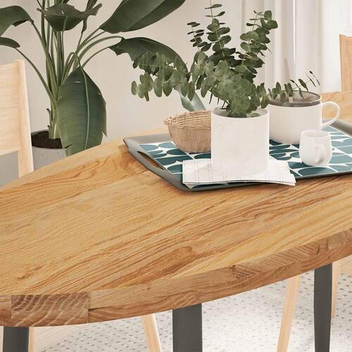 Bordplade 140x60x4 cm massivt egetræ oval lysebrun
