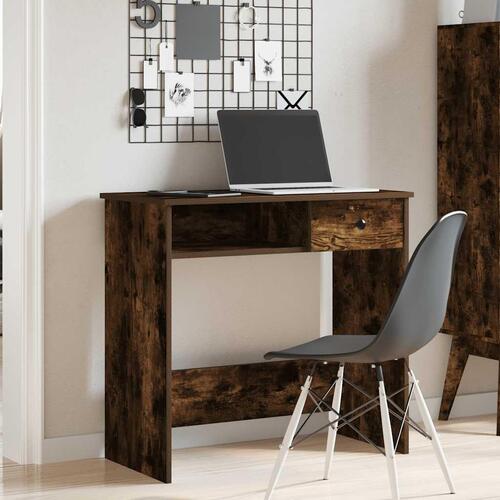 Skrivebord 80x40x75 cm konstrueret træ røget egetræsfarve