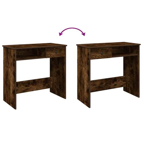 Skrivebord 80x40x75 cm konstrueret træ røget egetræsfarve