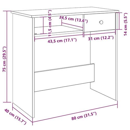 Skrivebord 80x40x75 cm konstrueret træ hvid
