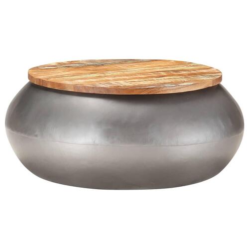Sofabord 68x68x30 cm massivt genbrugstræ grå