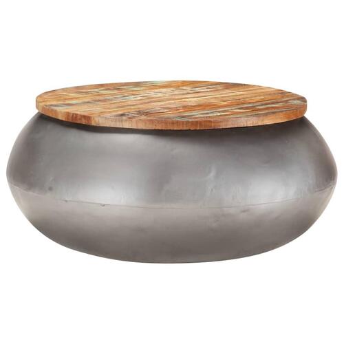Sofabord 68x68x30 cm massivt genbrugstræ grå