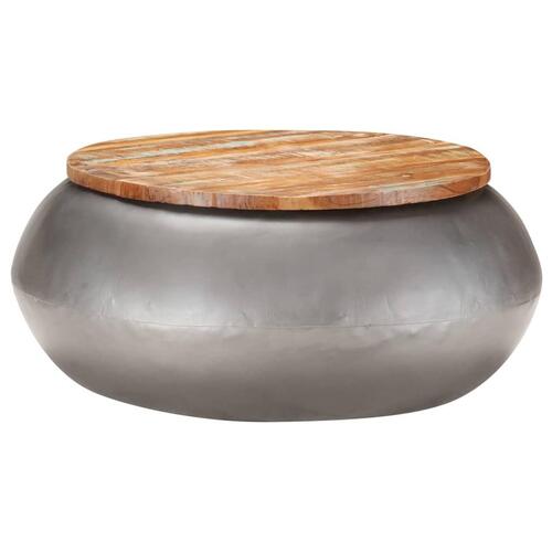 Sofabord 68x68x30 cm massivt genbrugstræ grå