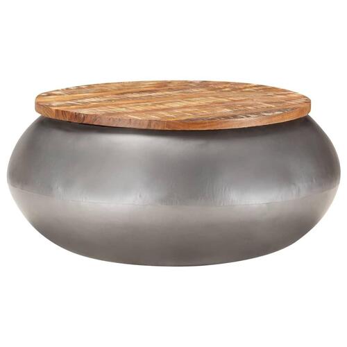 Sofabord 68x68x30 cm massivt genbrugstræ grå