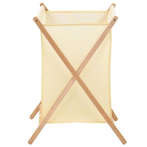Vasketøjskurv cedertræ og stof beige 42 x 41 x 64 cm