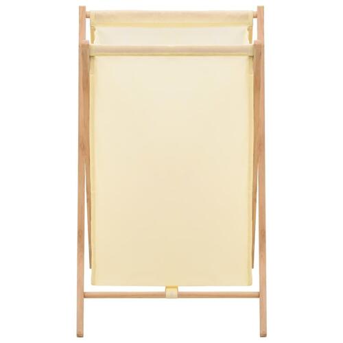 Vasketøjskurv cedertræ og stof beige 42 x 41 x 64 cm