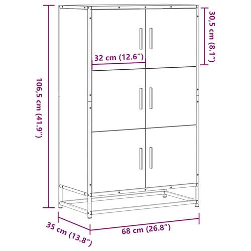 Skab 68x35x106,5 cm konstrueret træ og metal sort
