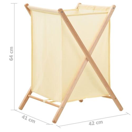Vasketøjskurv cedertræ og stof beige 42 x 41 x 64 cm