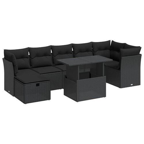 Sofasæt til haven 8 dele med hynder polyrattan sort