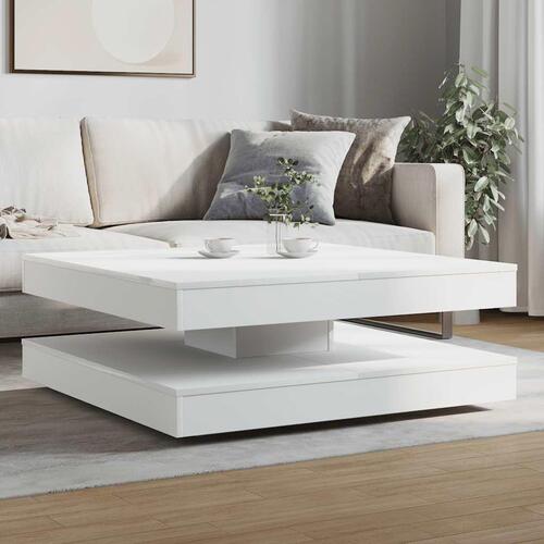 Sofabord 360 grader drejeligt 90x90x34,5 cm hvid