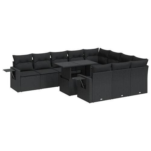 Sofasæt til haven 11 dele med hynder polyrattan sort