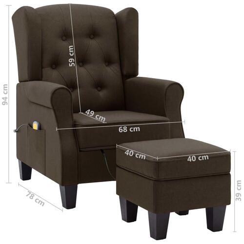 Massagestol med fodskammel stof brun
