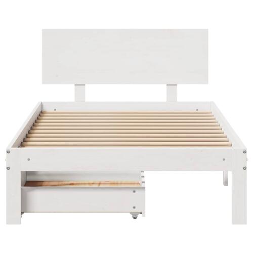 Sengeramme med skuffer 75x190 cm massivt fyrretræ hvid