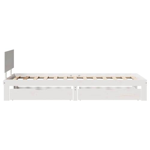 Sengeramme med skuffer 75x190 cm massivt fyrretræ hvid
