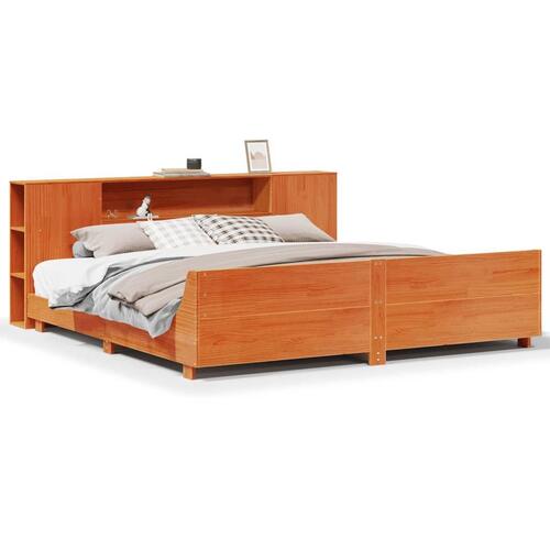 Sengeramme uden madras 200x200 cm massivt fyrretræ gyldenbrun