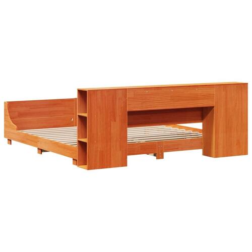 Sengeramme uden madras 200x200 cm massivt fyrretræ gyldenbrun