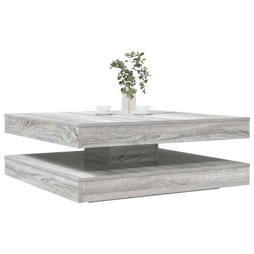 Sofabord 360 grader drejeligt 90x90x34,5 cm grå sonoma-eg