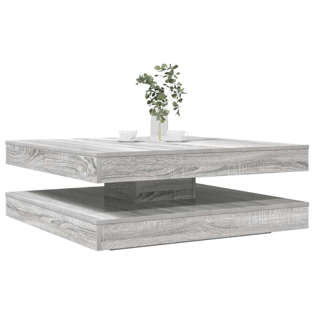 Sofabord 360 grader drejeligt 90x90x34,5 cm grå sonoma-eg