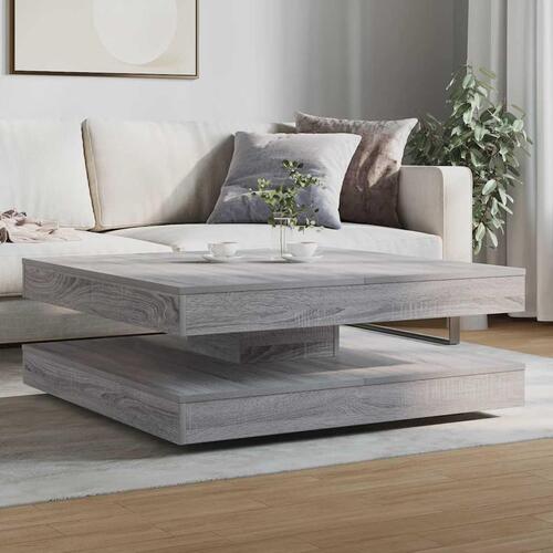 Sofabord 360 grader drejeligt 90x90x34,5 cm grå sonoma-eg