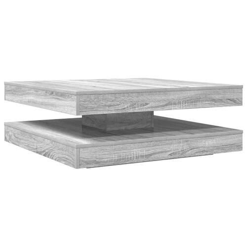 Sofabord 360 grader drejeligt 90x90x34,5 cm grå sonoma-eg
