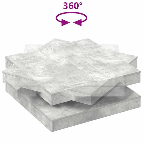 Sofabord 360 grader drejeligt 90x90x34,5 cm betongrå