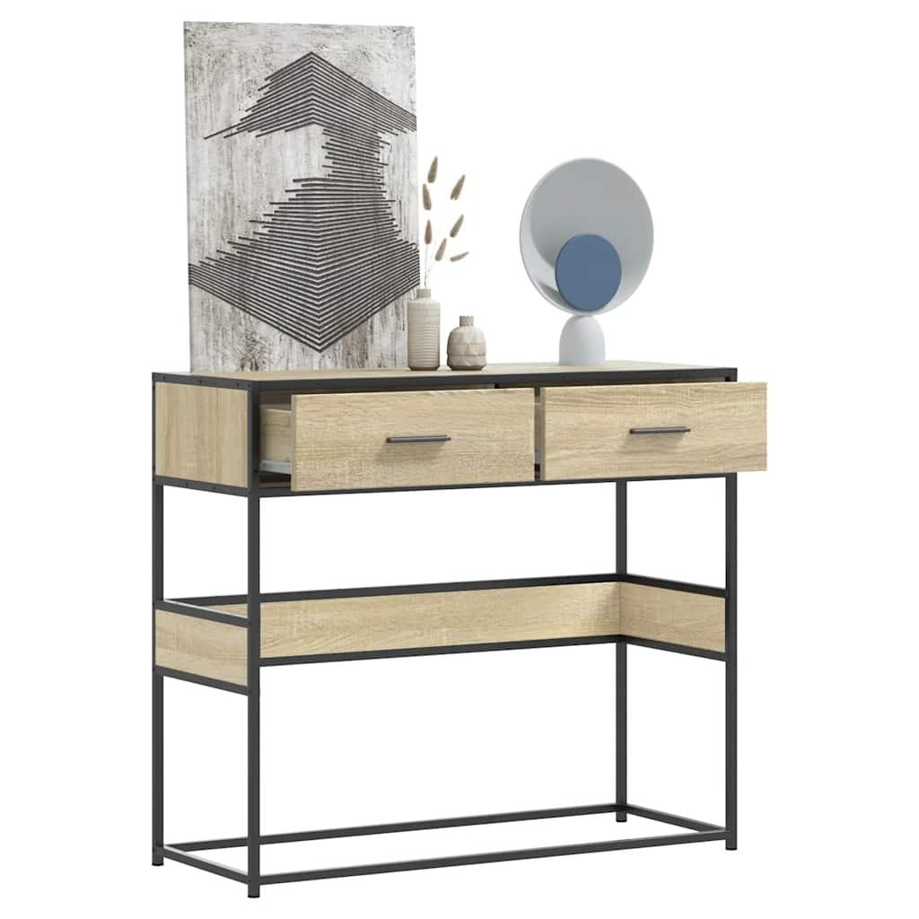 Konsolbord 90×35×80 cm i konstrueret træ - sonoma eg billede