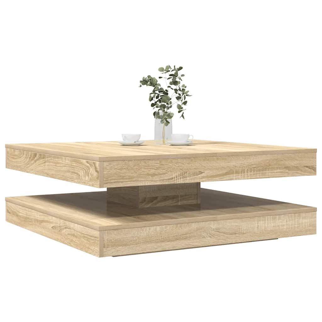 Sofabord 360 grader drejeligt 90x90x34,5 cm sonoma-eg
