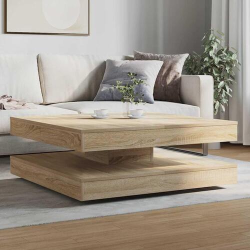 Sofabord 360 grader drejeligt 90x90x34,5 cm sonoma-eg