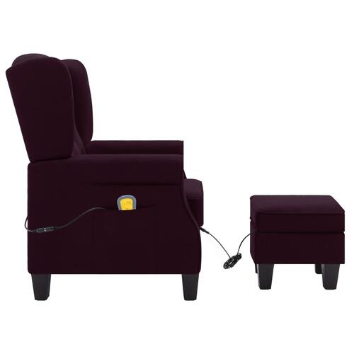 Massagestol med fodskammel stof lilla