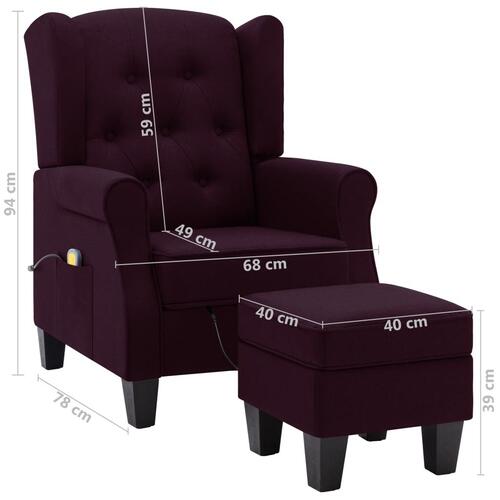 Massagestol med fodskammel stof lilla
