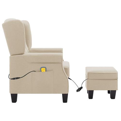 Massagestol med fodskammel stof cremefarvet
