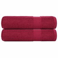 Håndklæder 2 stk. 50x100 cm 360 g/m2 100 % bomuld bordeauxrød