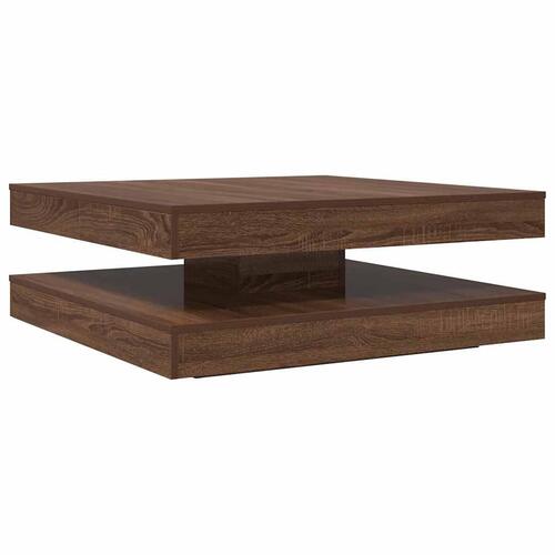 Sofabord 360 grader drejeligt 90x90x34,5 cm brun egetræ