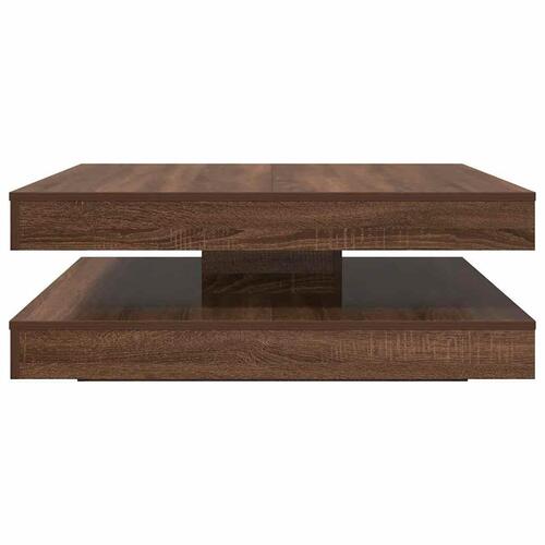 Sofabord 360 grader drejeligt 90x90x34,5 cm brun egetræ