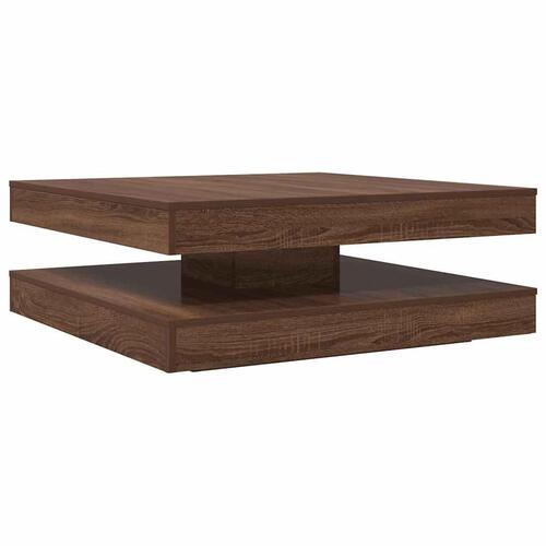 Sofabord 360 grader drejeligt 90x90x34,5 cm brun egetræ