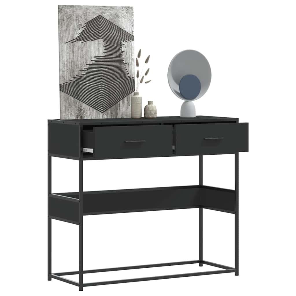 Konsolbord 90 × 35 × 80 cm i konstrueret træ - sort billede