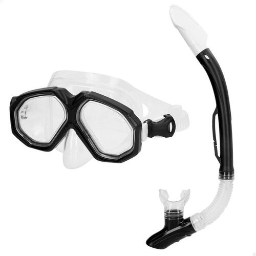 Snorkel beskyttelsesbriller og rør AquaSport Sort Voksne (2 enheder)