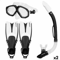 Dykkerbriller med Snorkle og Finner AquaSport Sort Voksne (2 enheder)
