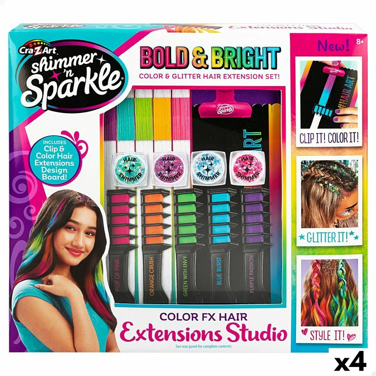 Cra-Z-Art Shimmer ‘n Sparkle - Frisør sæt med hår-extensions (4 enheder)