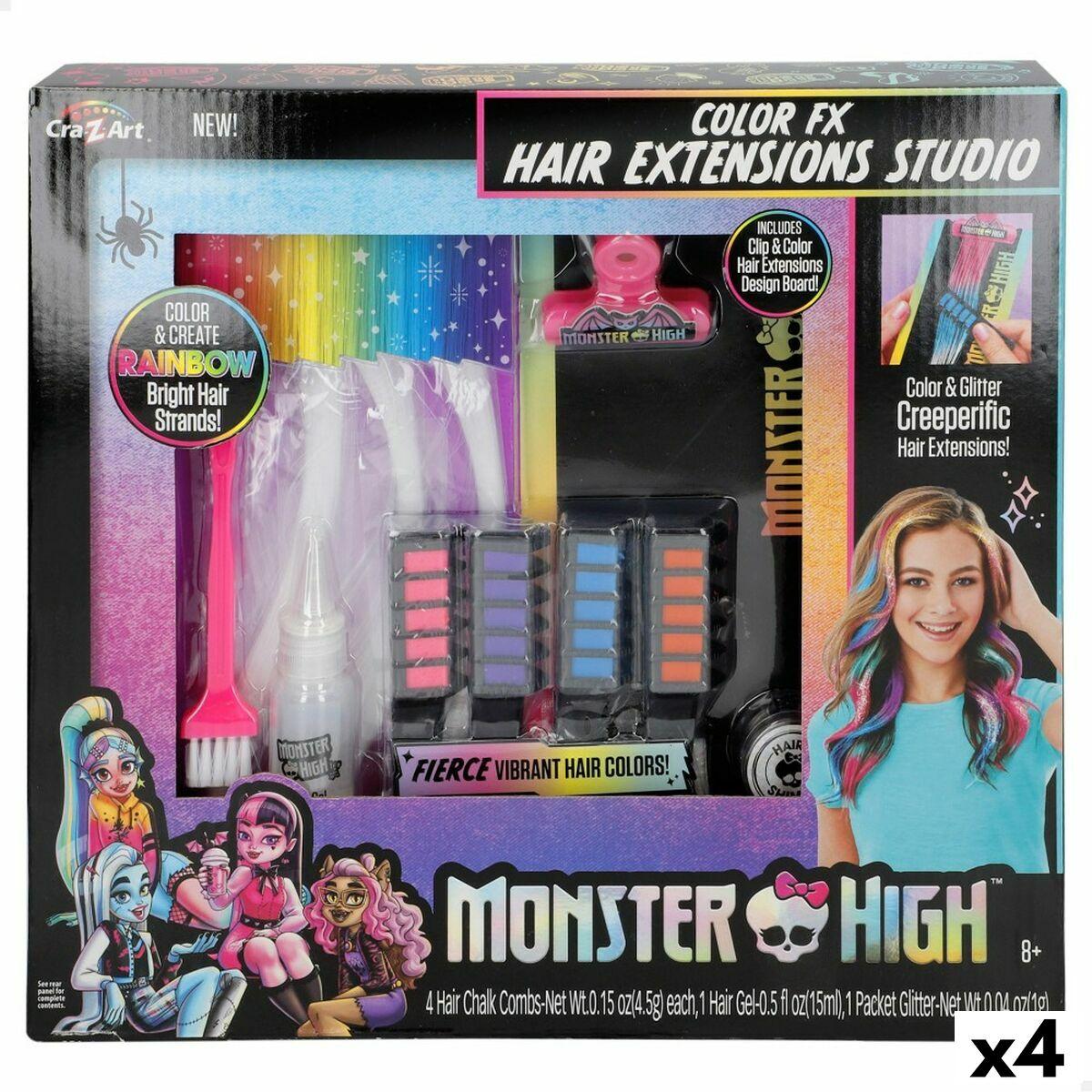 Monster High frisørsæt - farverige hair extensions (4 enheder)