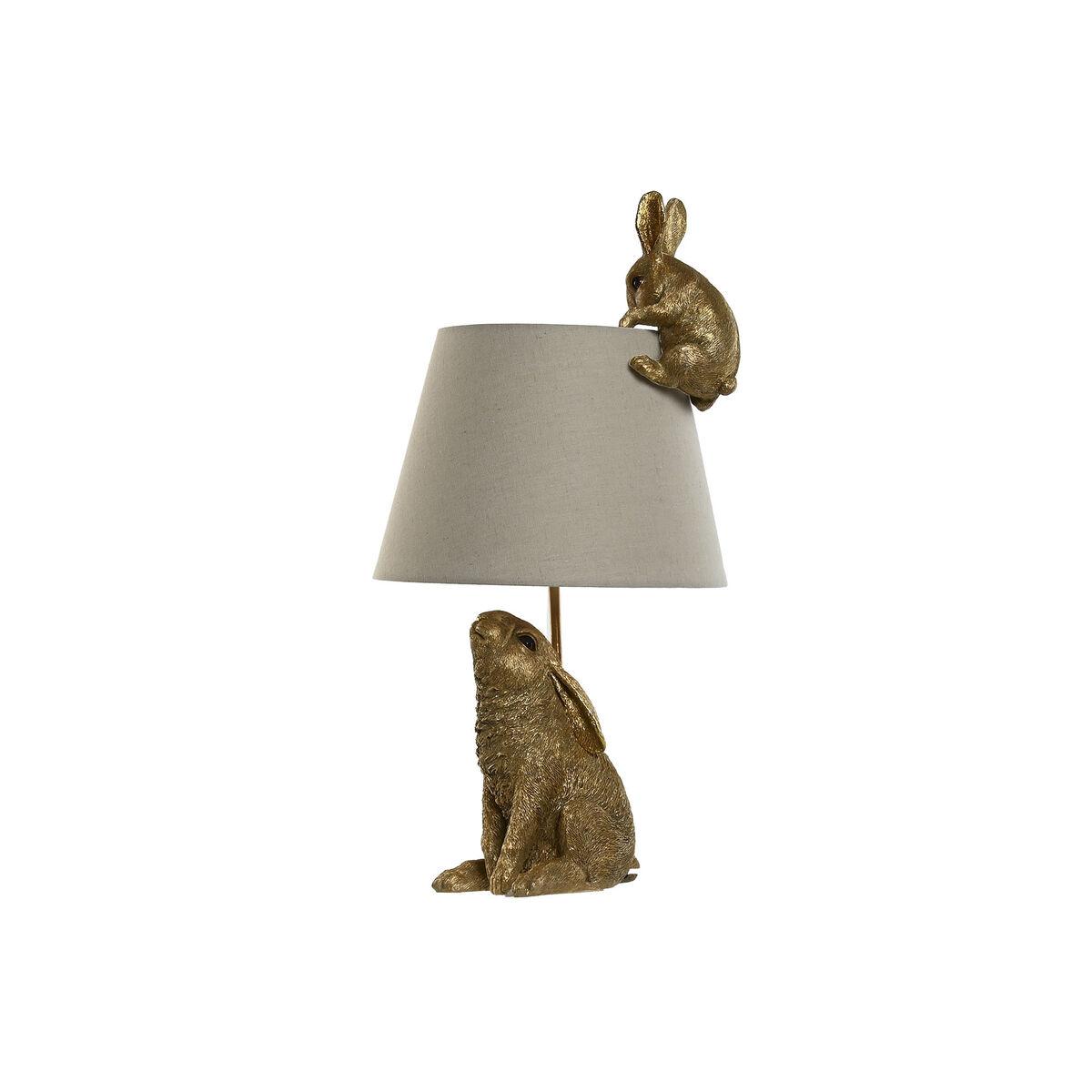 Bordlampe - beige/gylden kanin, E27, 50 W