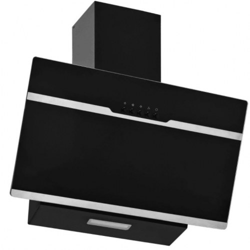 Væghængt emhætte 60 cm rustfrit stål og hærdet glas sort