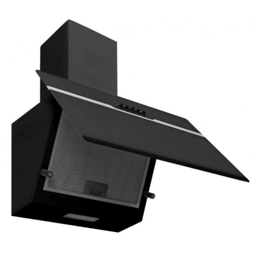 Væghængt emhætte 60 cm rustfrit stål og hærdet glas sort