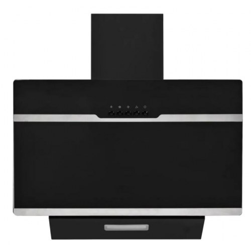 Væghængt emhætte 60 cm rustfrit stål og hærdet glas sort